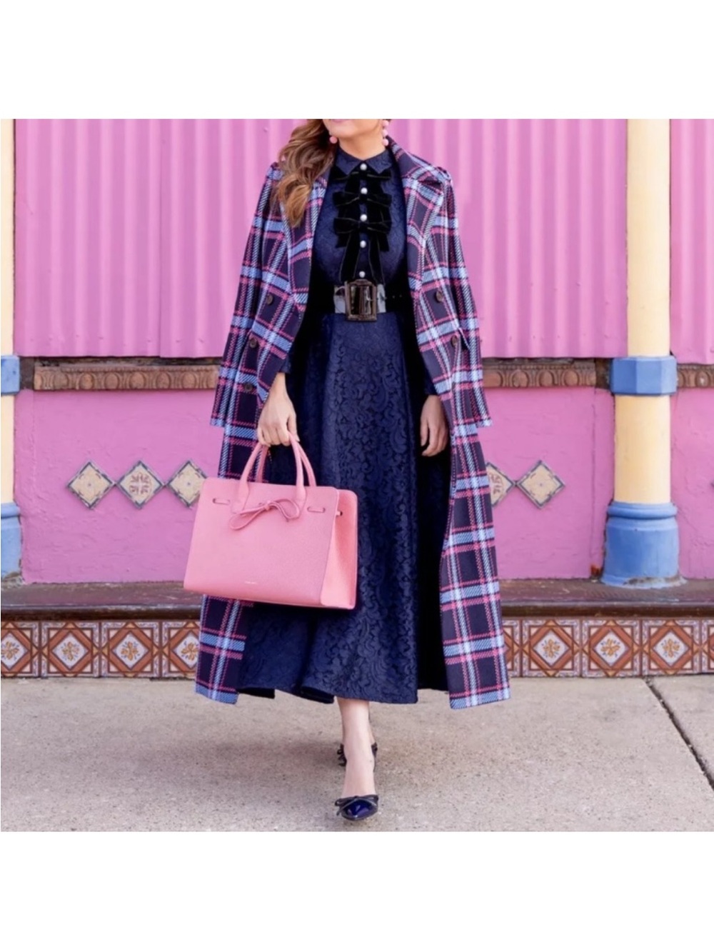 Halogen x Atlantic Pacific Long Plaid Coat Jacket